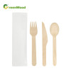 Wooden Disposable Cutlery Set Wholesale | White Paper Bag OEM with Packaging Printing | Biodegradable Cutlery