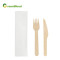 Wooden Disposable Cutlery Set Wholesale | White Paper Bag OEM with Packaging Printing | Biodegradable Cutlery