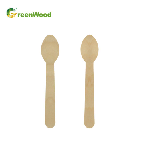 140mm Wooden Disposable Spoon Wholesale | Disposable Wooden Dessert Spoons | Global Production Group