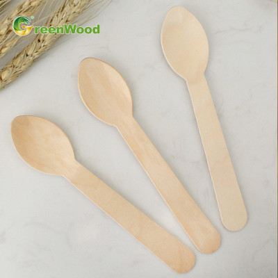 140mm Wooden Disposable Spoon Wholesale | Disposable Wooden Dessert Spoons | Global Production Group