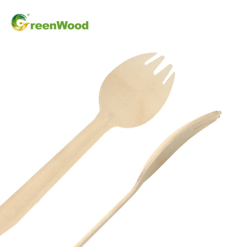 165mm Wooden Disposable Spork Wholesale | Disposable Wooden Fork and Spoon Manufacturers | Biodegradable Wooden Spork in Europe