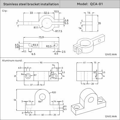 Safety light curtain KT series accessories for QCA-01 Column stainless steel bracket