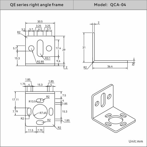 Safety light curtain  QCE series accessories for QCA-04 Top and bottom brackets