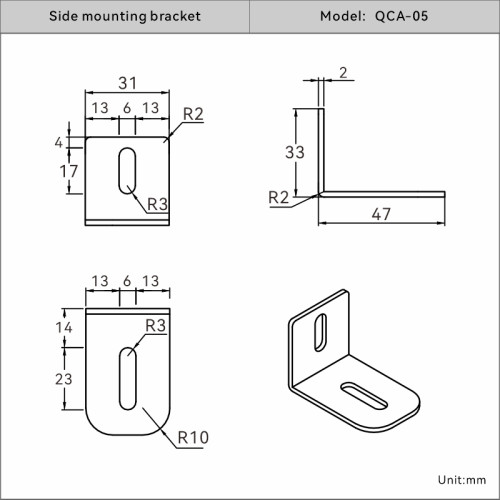 Safety light curtain QO series accessories for QCA-05 Side bracket