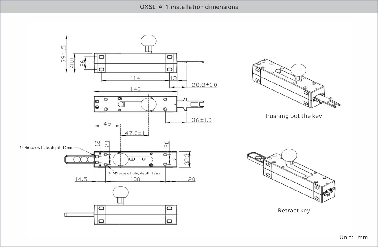 Safety door switch installation dimensions
