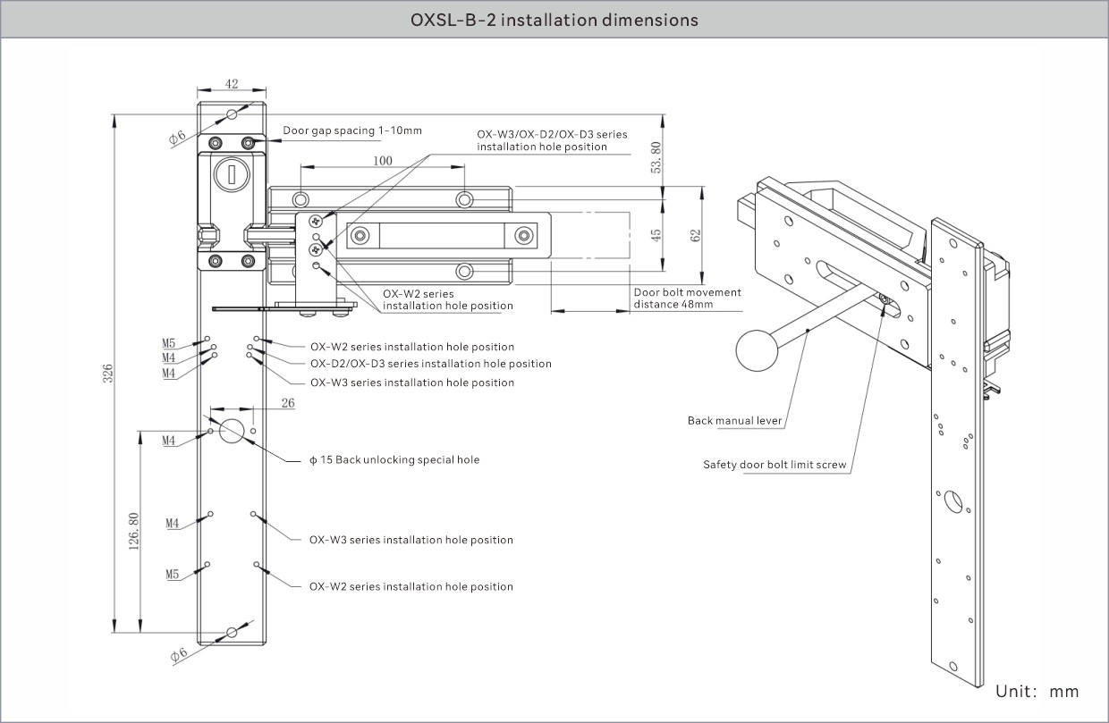 Safety door switch installation dimensions