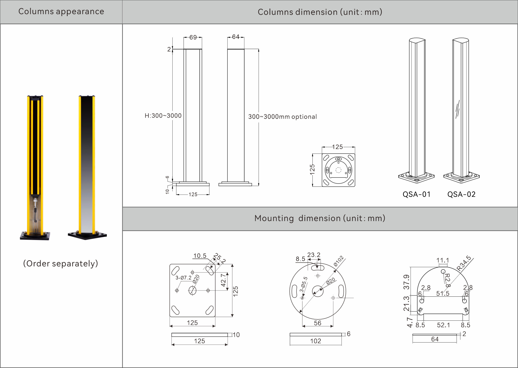 Safety Light Curtain Dimension