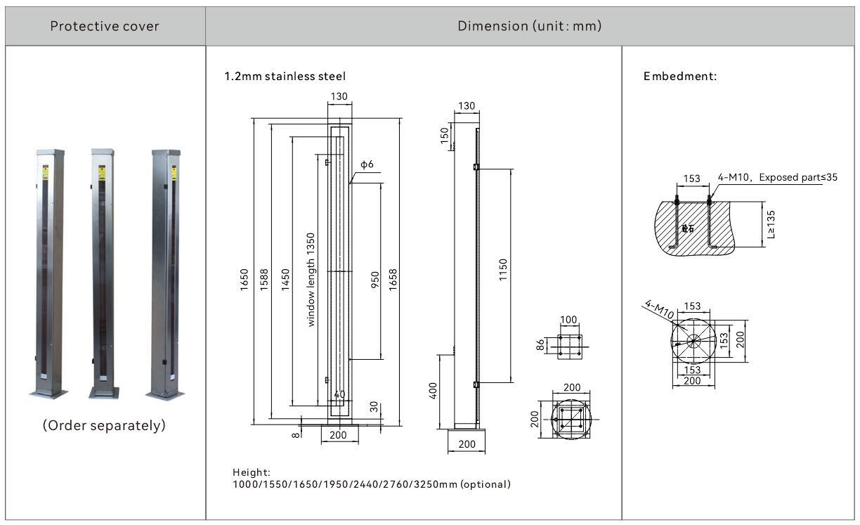 Safety Light Curtain Dimension