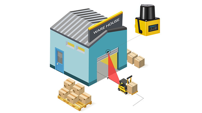 LiDAR combined with AGV logistics forklift