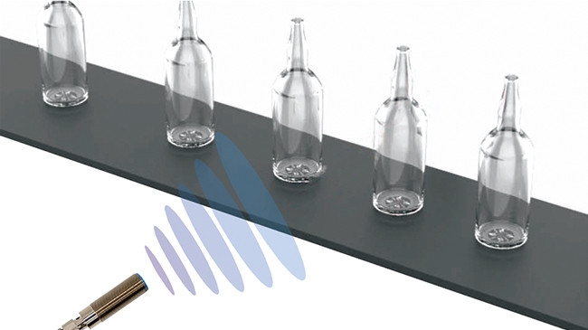 Ultrasonic sensor detection of transparent glass bottles