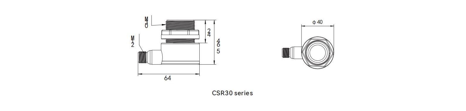 Dimensions of sonic ultrasonic CSR30 series