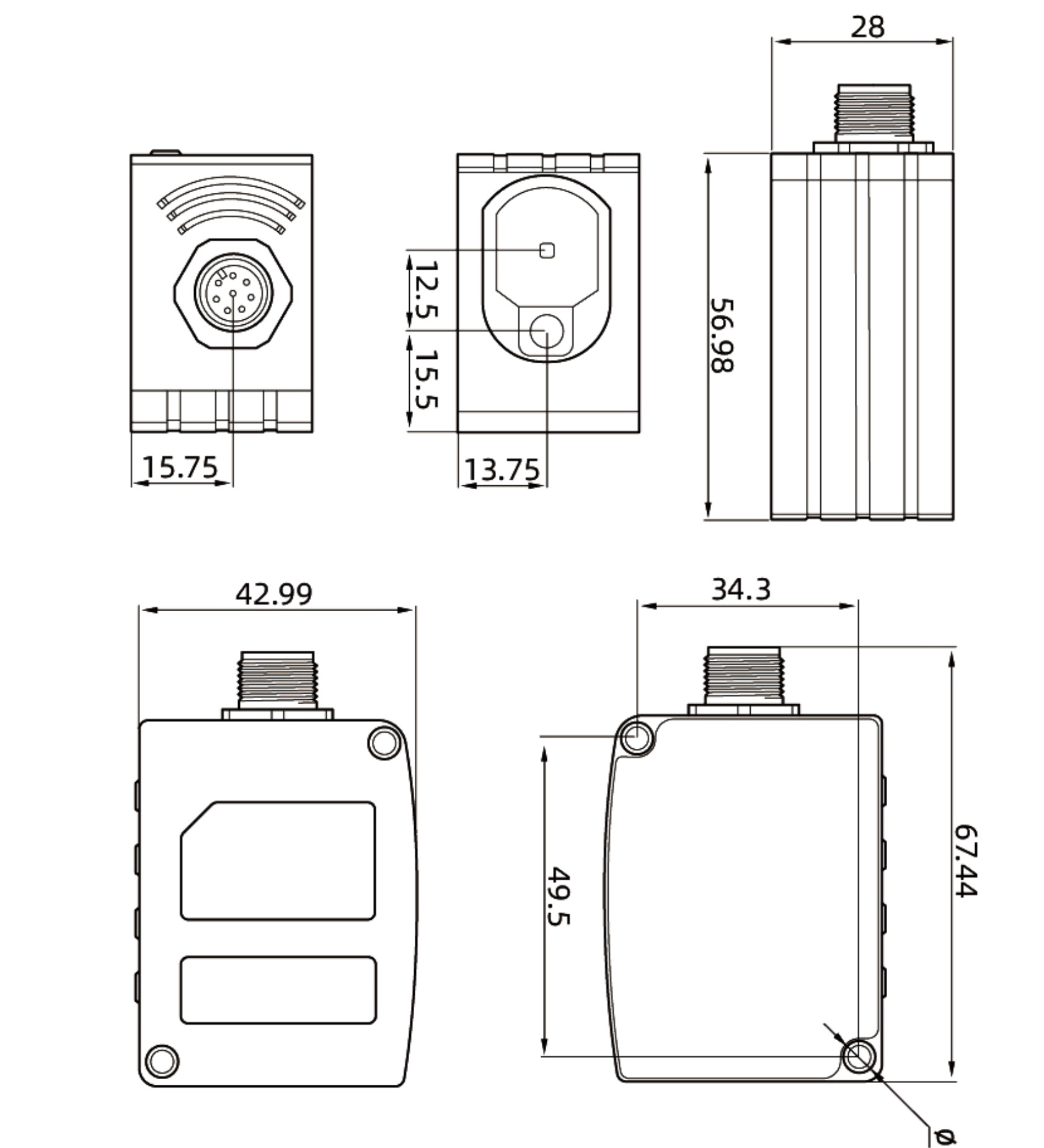 GFL-F series high precision distance sensor dimension