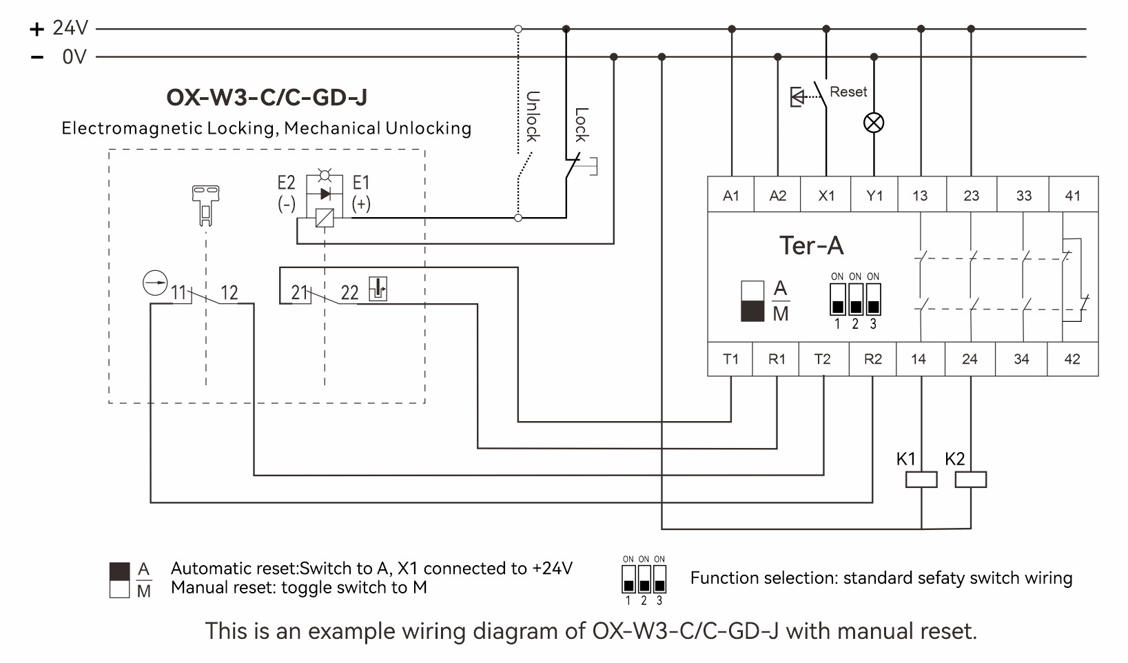 Safety interlock switch and Ter-A wiring diagram between