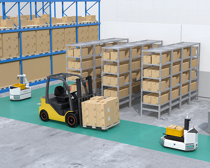 AGV robots and electric forklifts