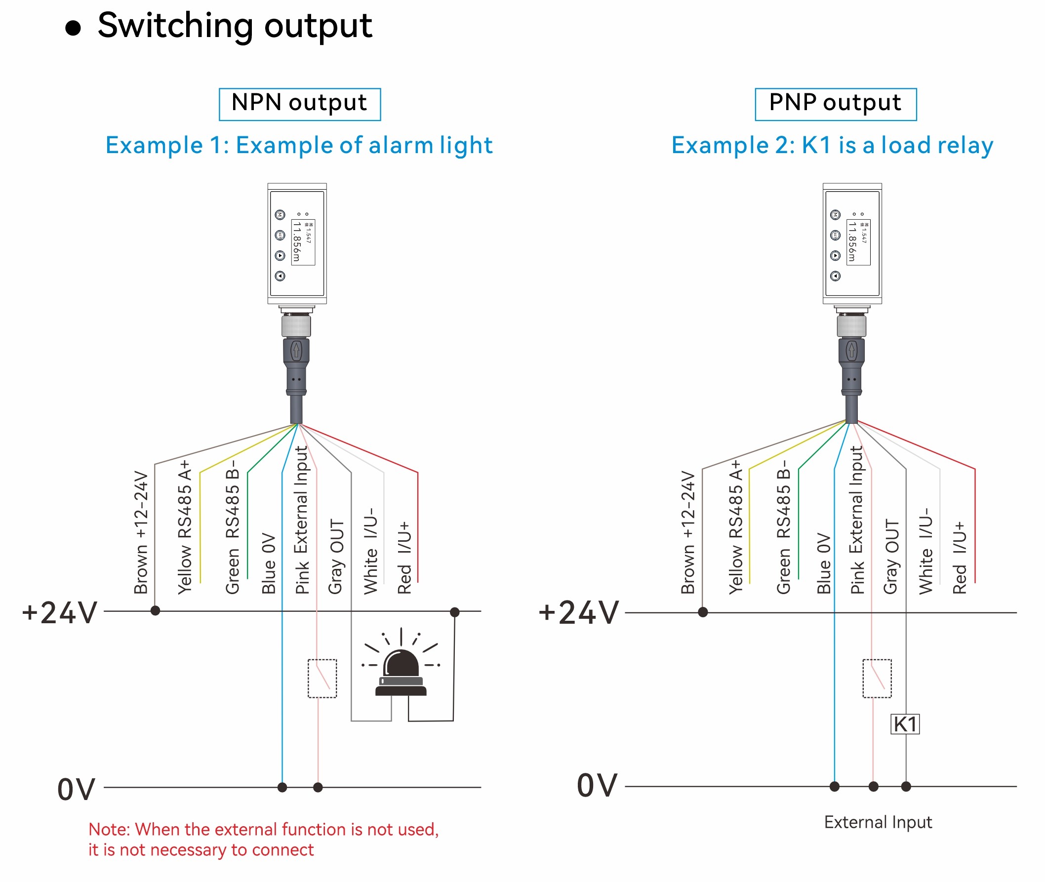 GFL-Y series Laser Ranging Sensor NPN/PNP switch output Wiring Method