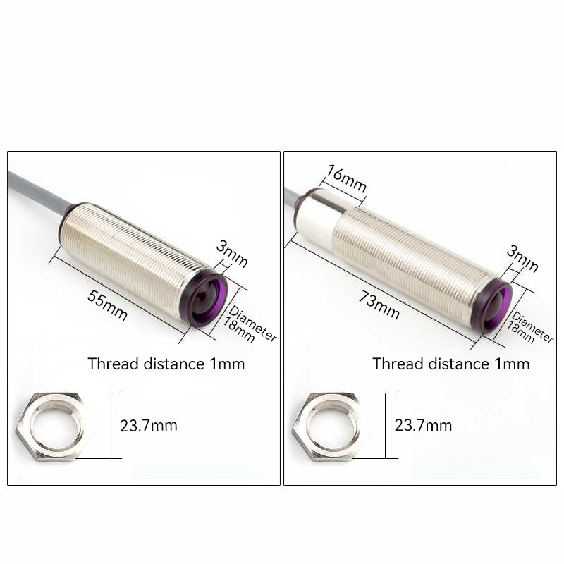 M18 Series Through-beam Sensors Dimensions