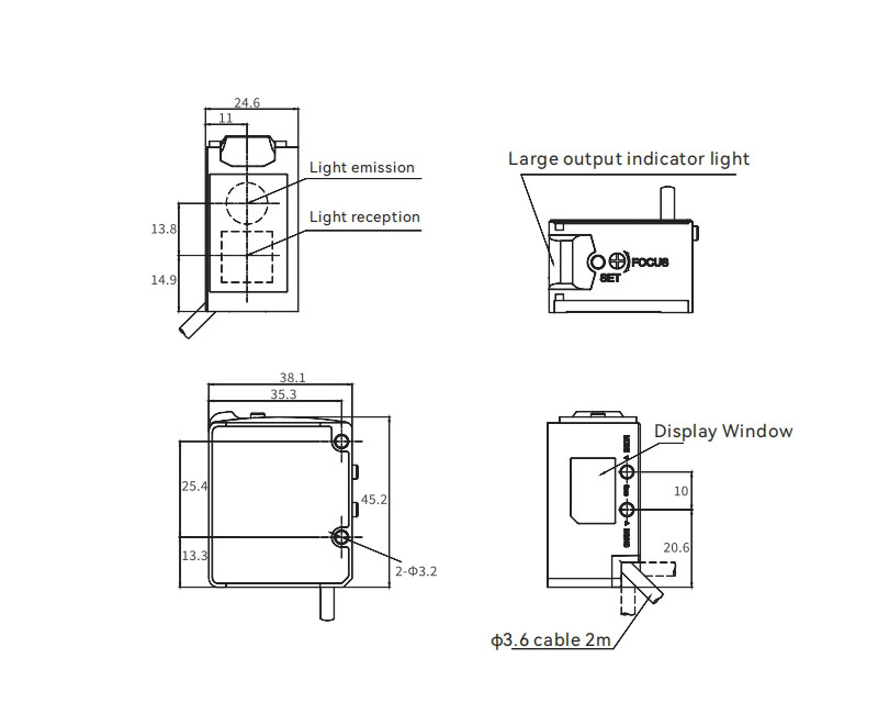 Color Mark Sensor GS-C500 Series Dimensions