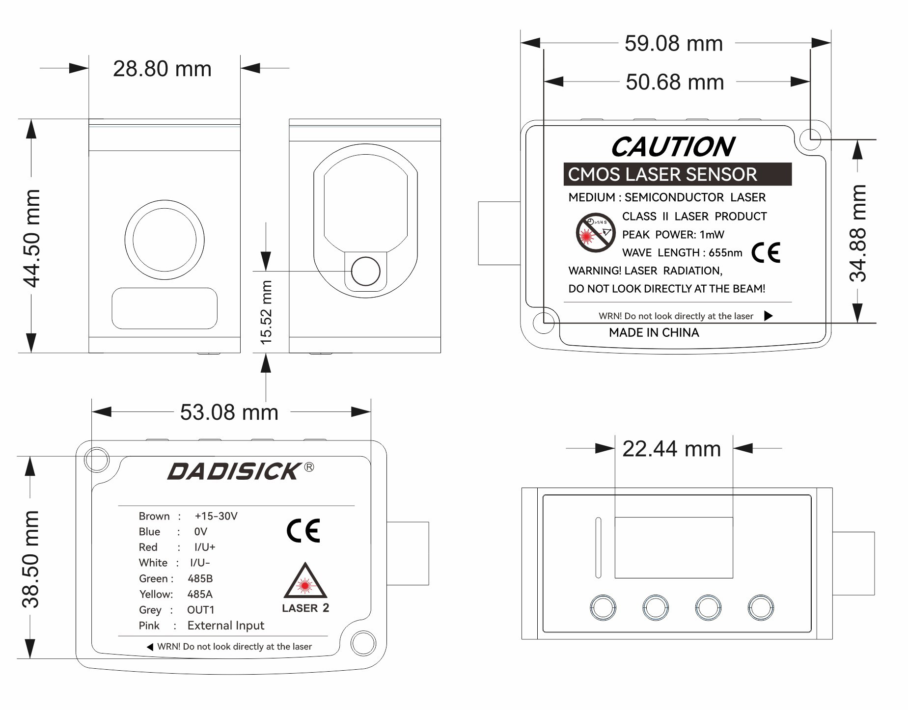 GFL-Y series Laser Ranging Sensor dimension