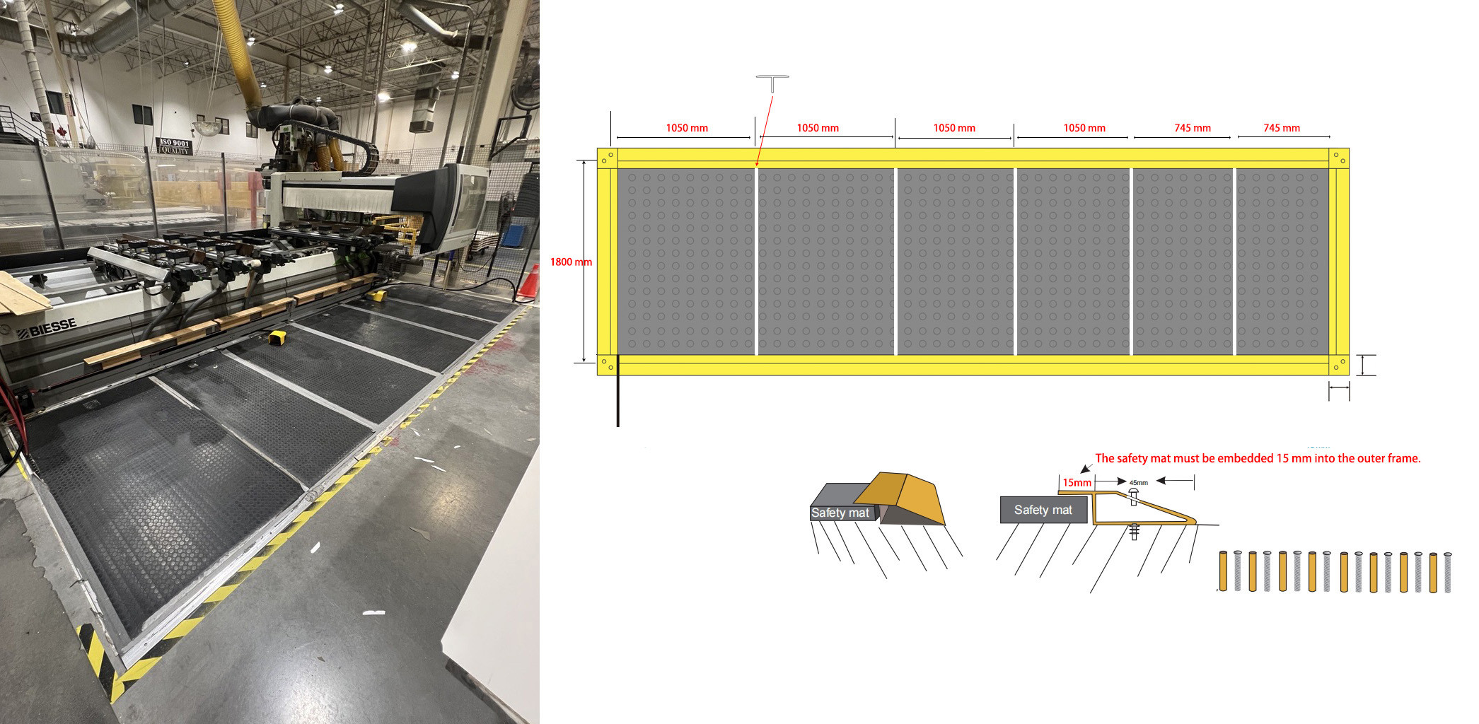 industrial safety mats for wood CNC