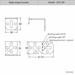 Cascade safety light curtain QT4 series accessories for QT4-09 Top and bottom brackets