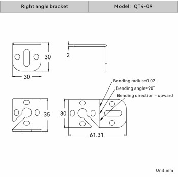 Cascade safety light curtain QT4 series accessories for QT4-09 Top and bottom brackets