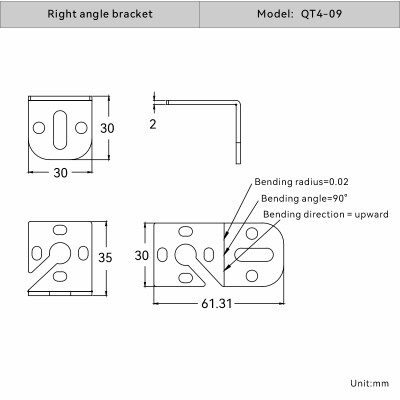 Cascade safety light curtain QT4 series accessories for QT4-09 Top and bottom brackets