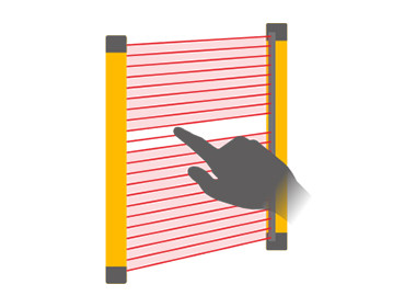Safety light curtain finger protection
