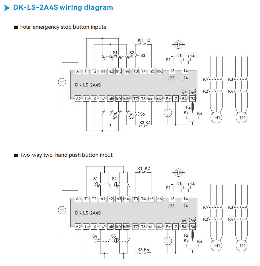 Wiring diagram of DADISICK's DK-LS-2A4S Safety Relay