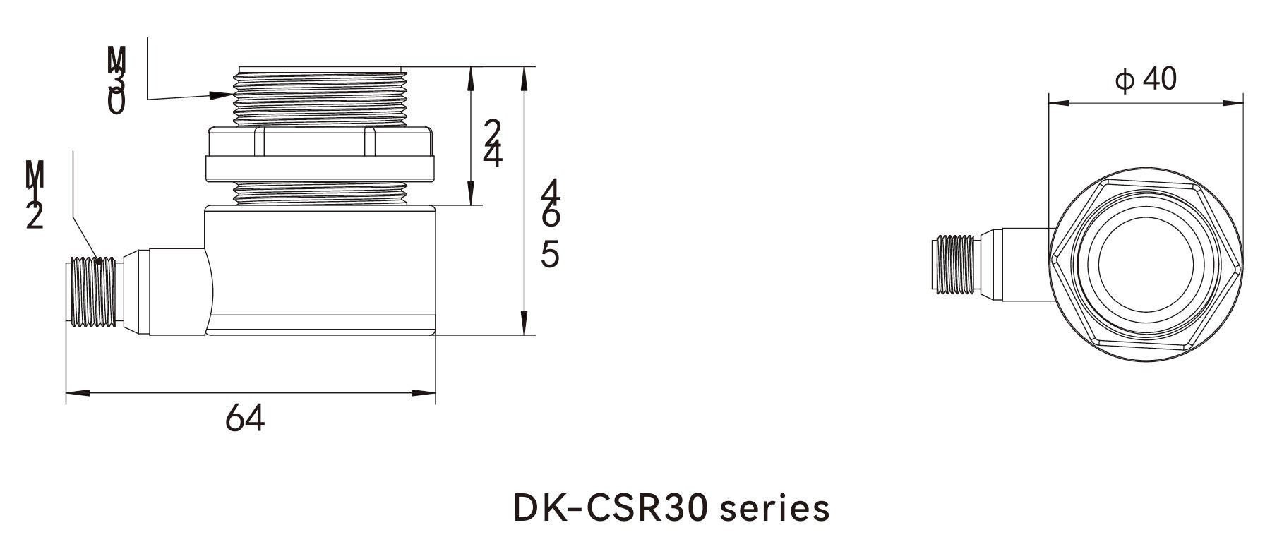 Dimensions of ultrasonic tank level monitor CSR30 series