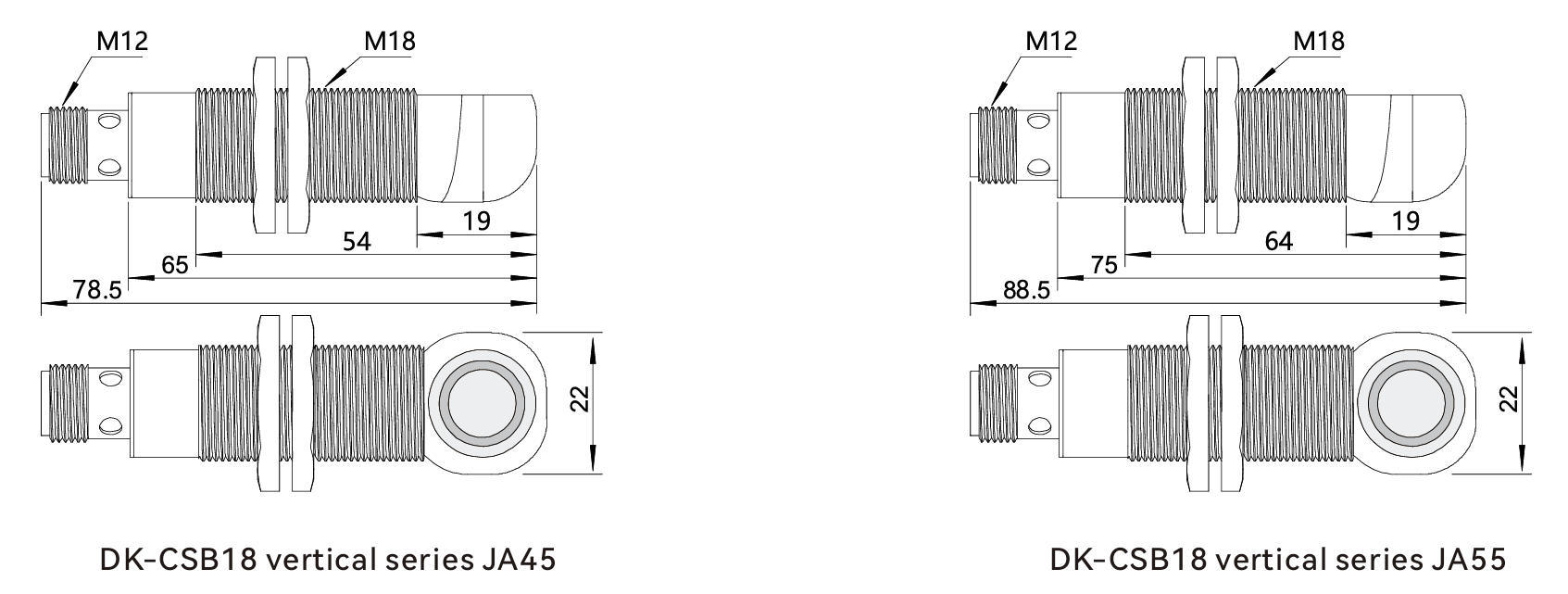 Dimensions of Ultrasonic supplier DK-CSB18 elbow series