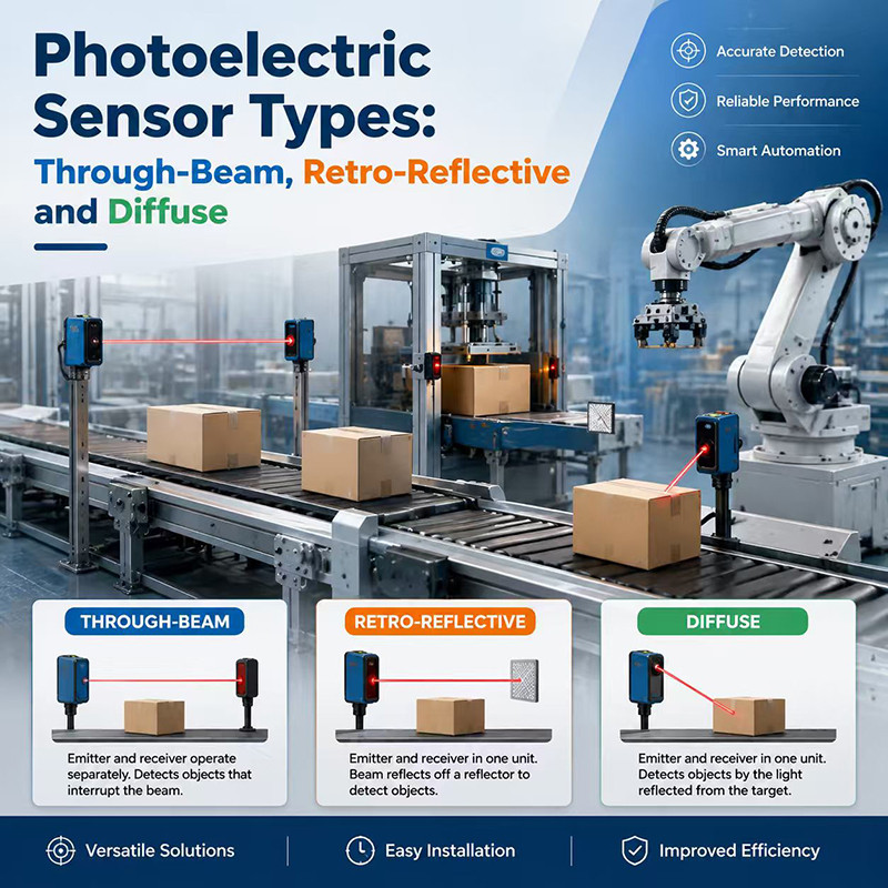 Photoelectric Sensor Types: Through-Beam, Retro-Reflective and Diffuse