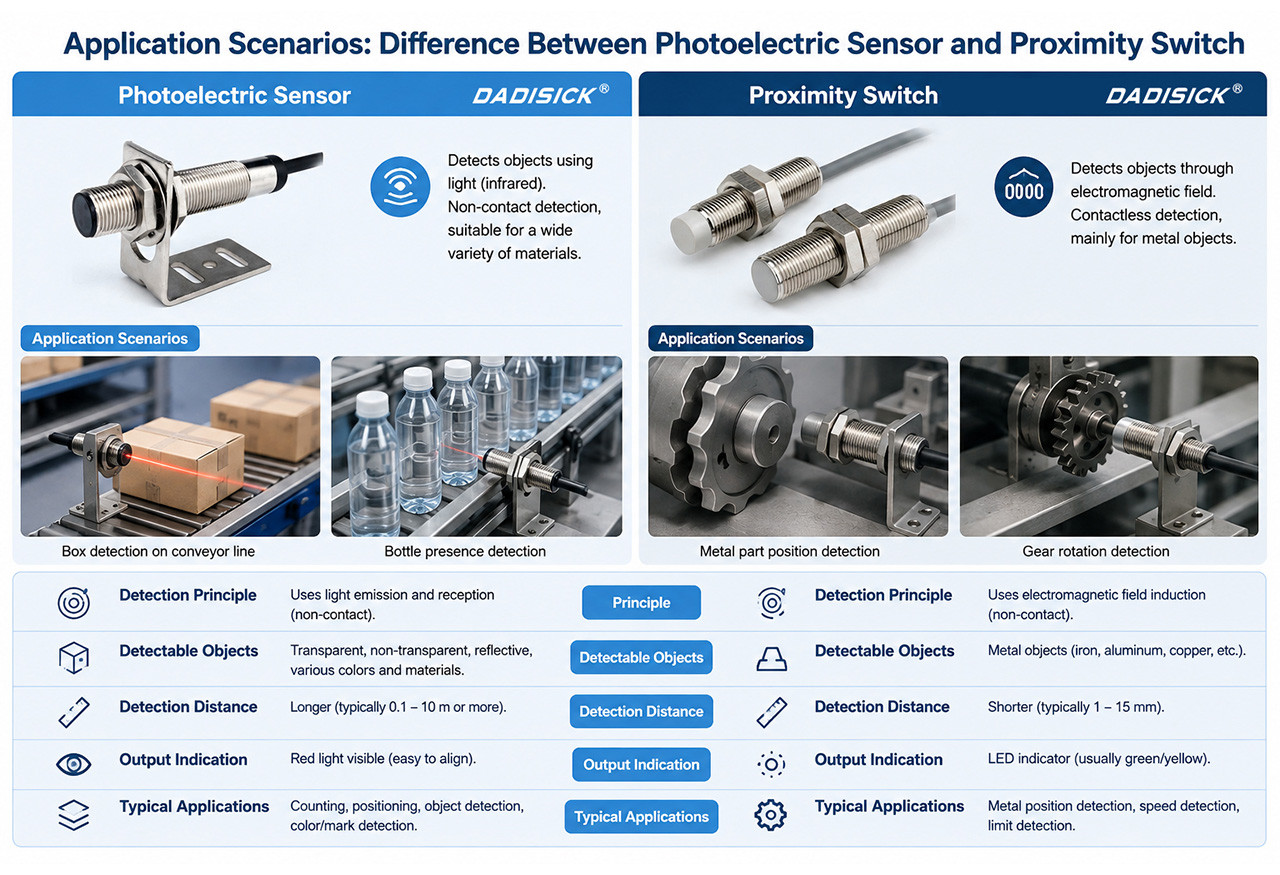 Differences between photoelectric and proximity sensors