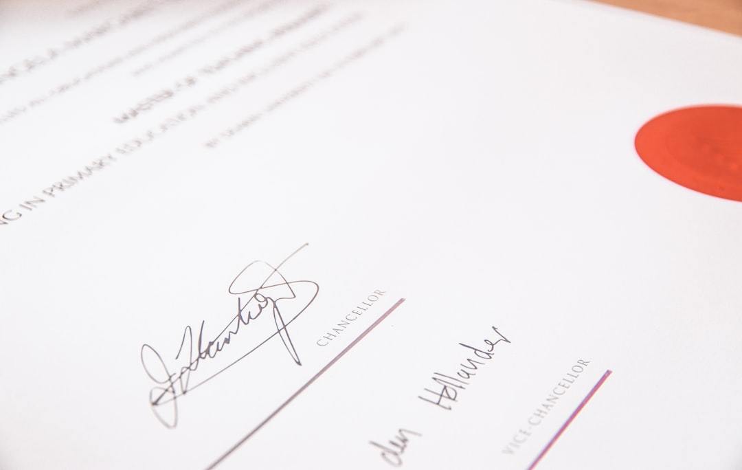 University degree certificate with red seal - example of an official certification document
