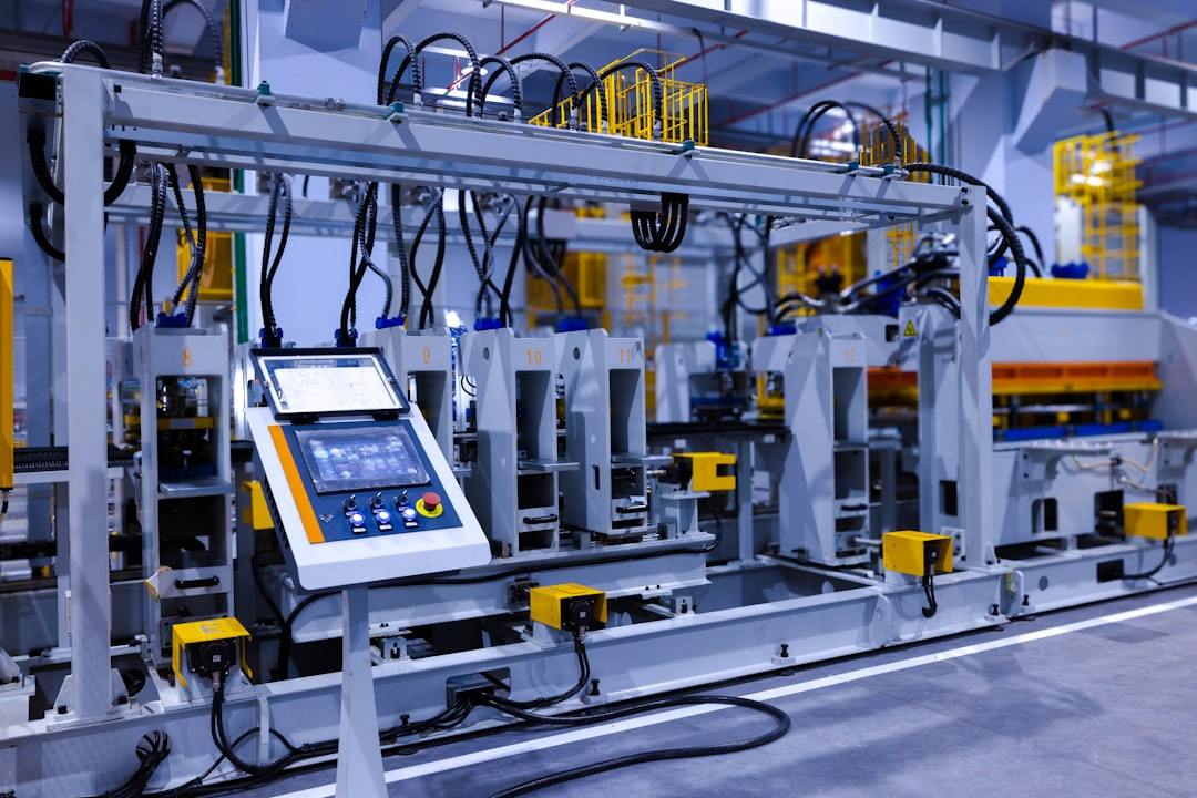 Industrial machine control panel with touchscreen - modern automation safety interface
