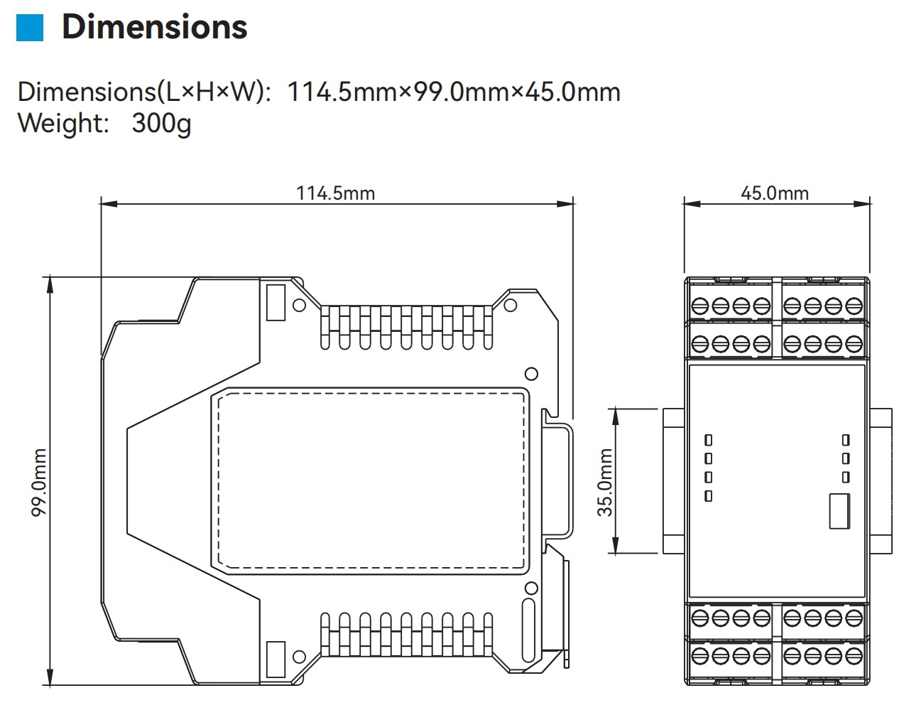 Dimensional of DADISICK's LS-2A4S safety relay