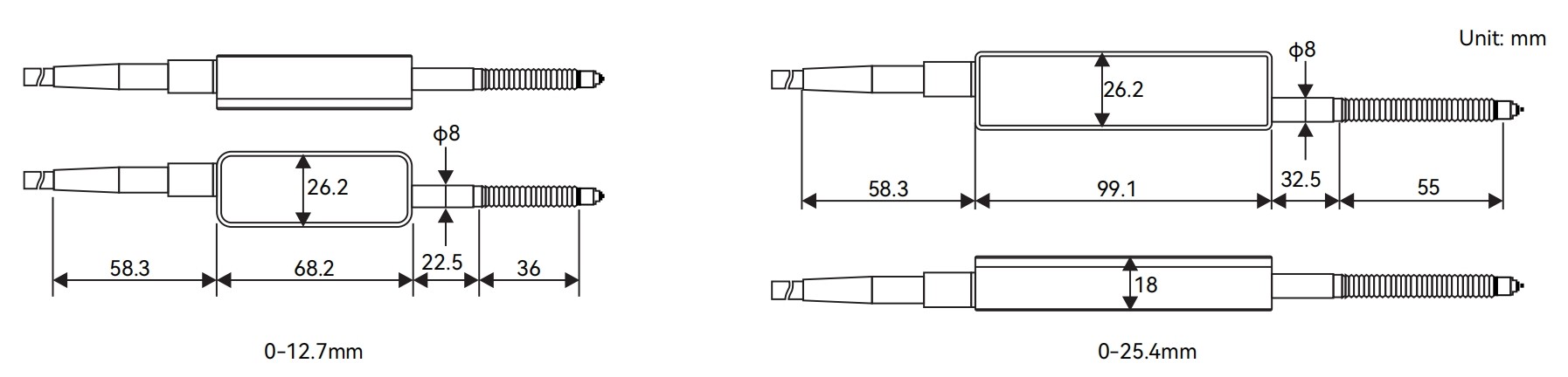 GFJ Series Distance Measurement Sensor Dimension