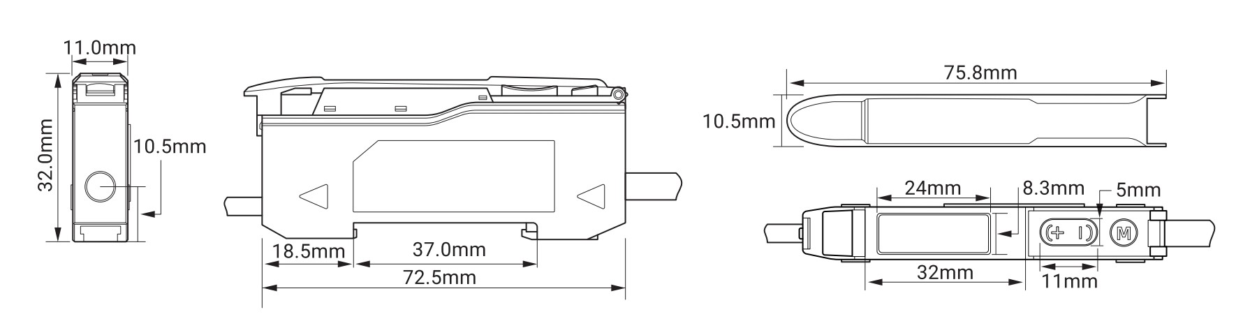 GFJ-01 Controller Size Distance Measurement Sensor Dimension