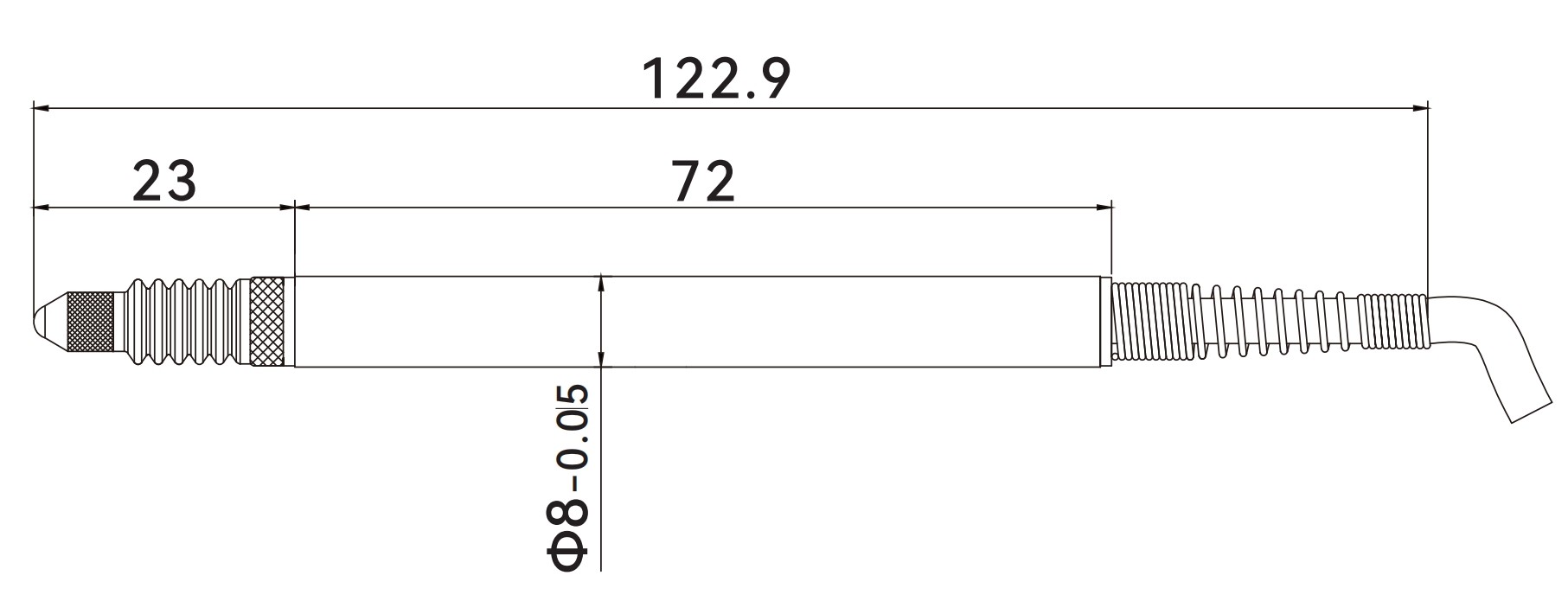 GFK/W-05L 5mm Rebound Sensor (Straight Line) Dimension