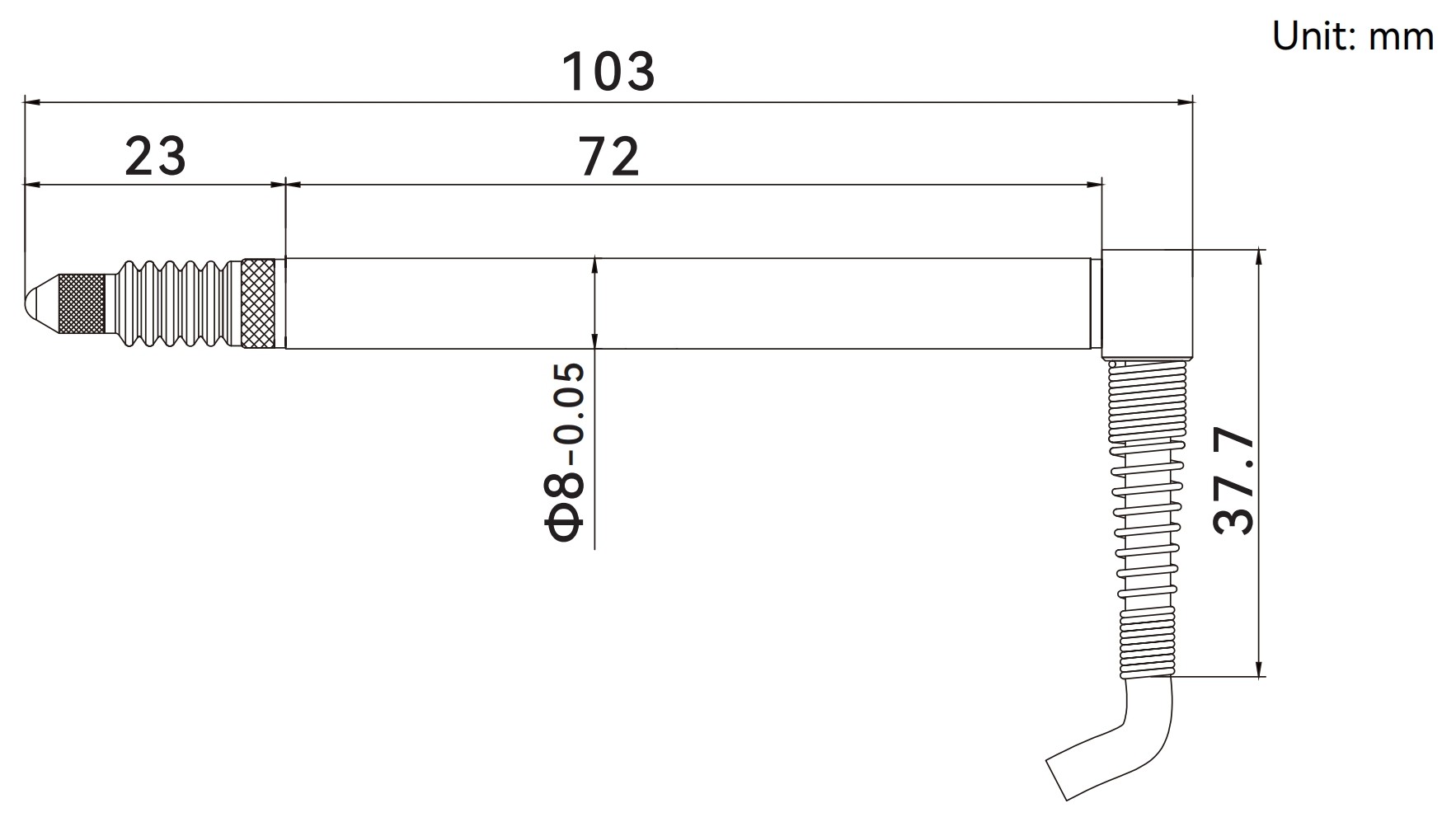 GFK/W-05S 5mm Rebound sensor (side outlet) Dimension