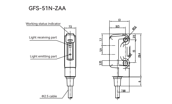 Photoelectric Sensors GFS Series Dimensions