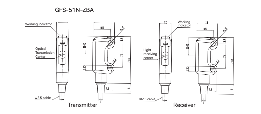 Photoelectric Sensors GFS Series Dimensions