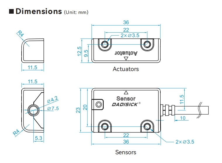 Non-contact Safety Door Switch dimensions