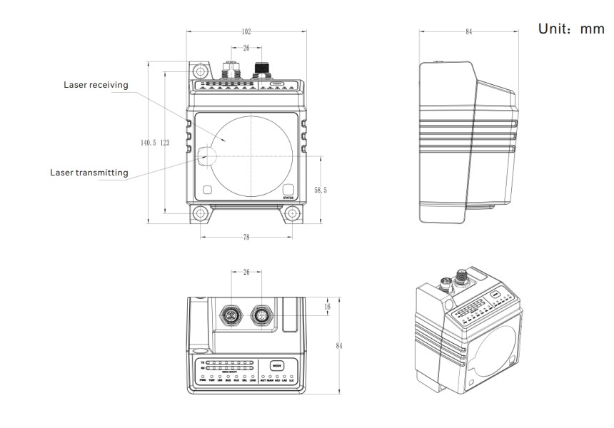 Optical Data Transmission Module dimensions