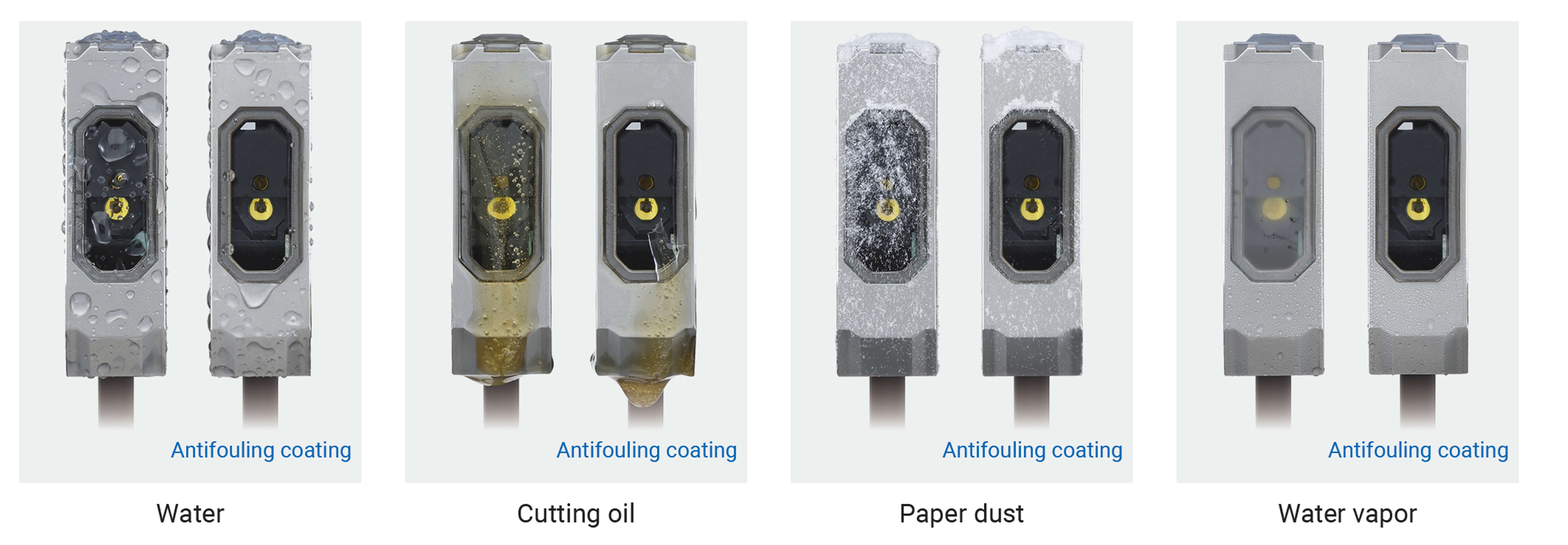 E3AS-HL reflective photoelectric sensors have anti-fouling coating