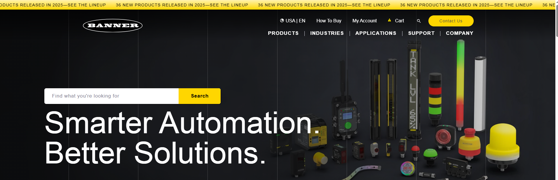 Banner Engineering's website homepage