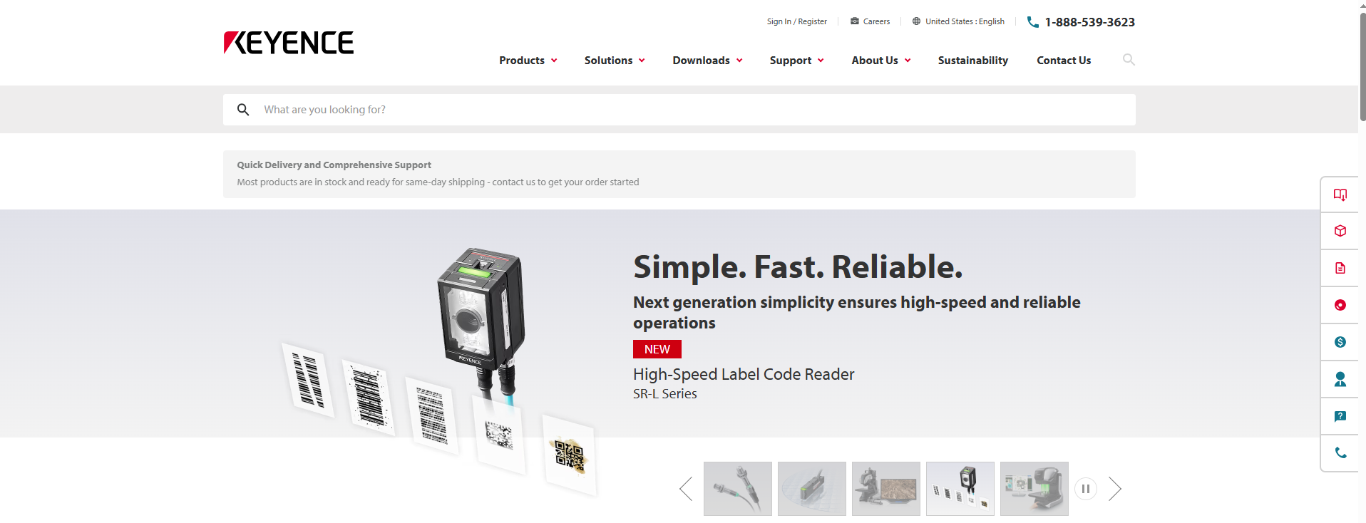 Keyence Corporation's website homepage