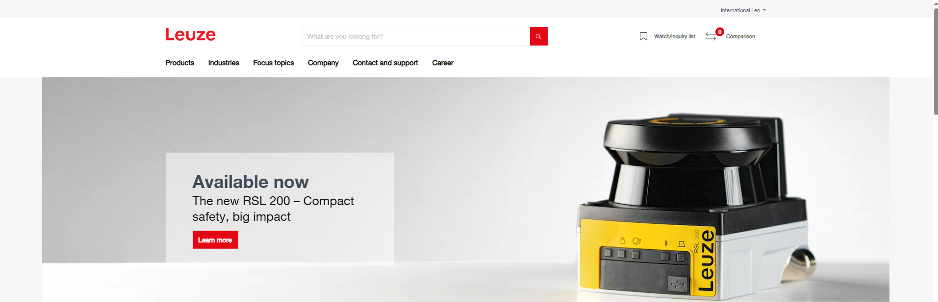 Leuze's website homepage