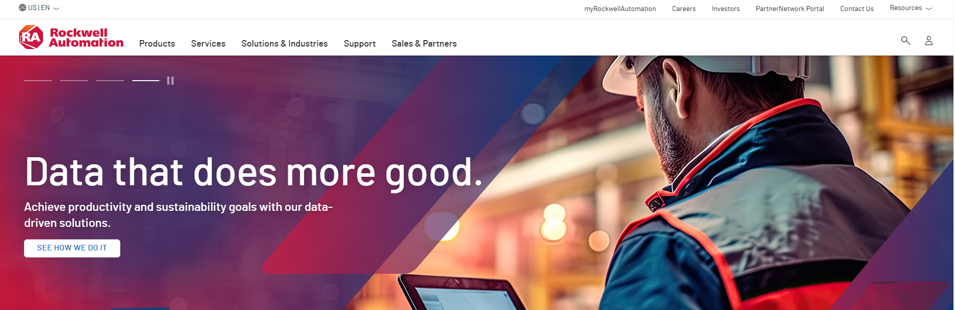 Rockwell Automation's website homepage