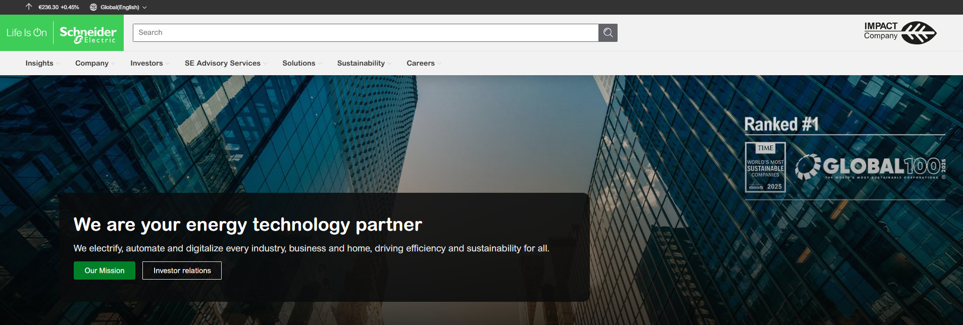 Schneider Electric's website homepage