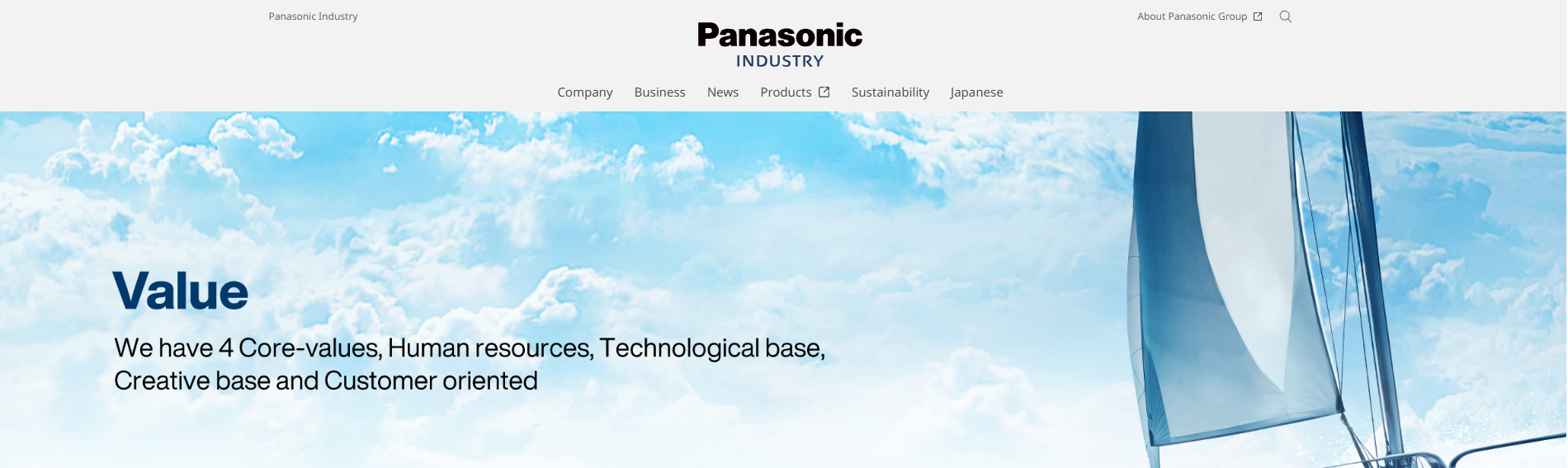 Panasonic Industry's website homepage